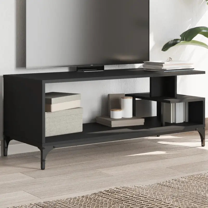 Industriële tv-meubel in Grijs Sonoma met gepoedercoat staal - Zwart / 1 - Tv-meubels