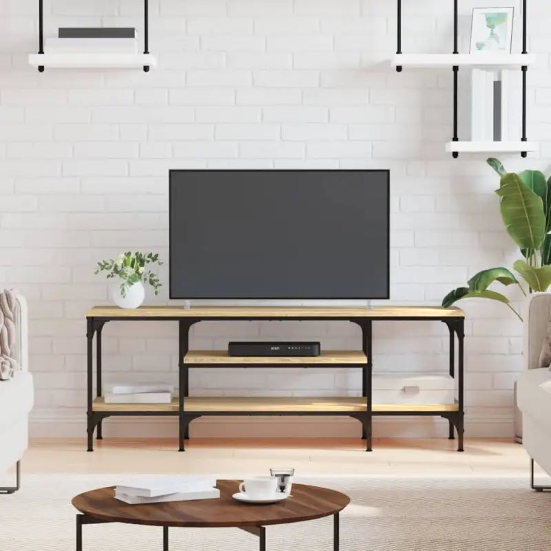 Industriële Tv-meubel met bewerkt hout voor een stevige uitstraling - Sonoma eiken / 1 / 121 cm - Tv-meubels