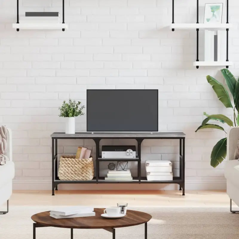 Industriële Tv-meubel met bewerkt hout voor een stevige uitstraling - Grijs sonoma / 1 / 100 cm - Tv-meubels
