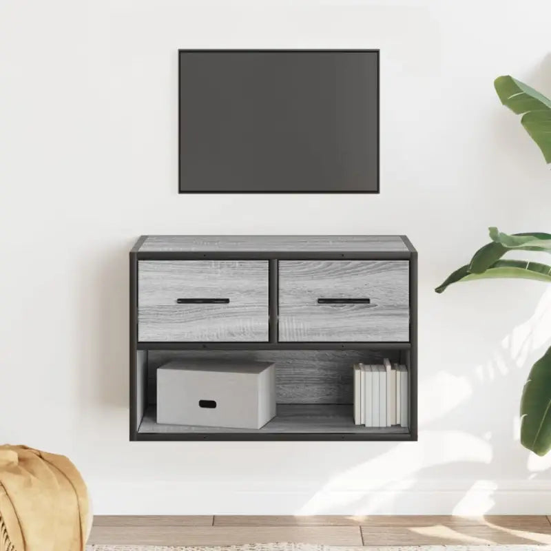 Industriële TV-Meubel van Bewerkt Hout met Stalen Frame - Grijs sonoma / 1 / 60 cm - Tv-meubels