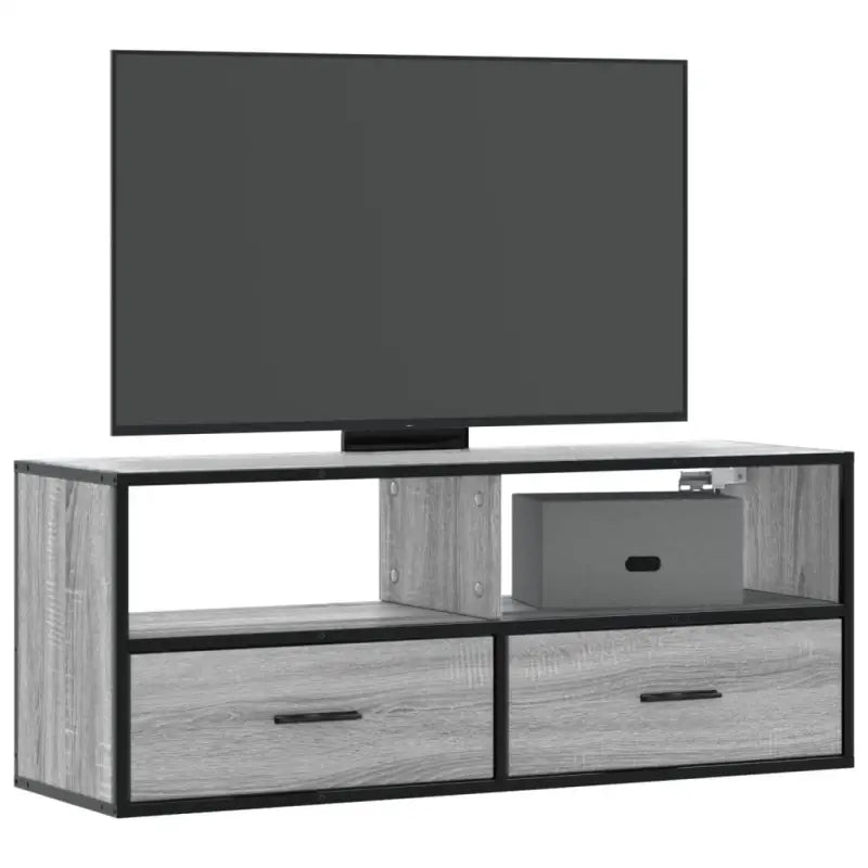 Industriële TV-Meubel van Bewerkt Hout met Stalen Frame - Grijs sonoma / 1 / 100 cm - Tv-meubels