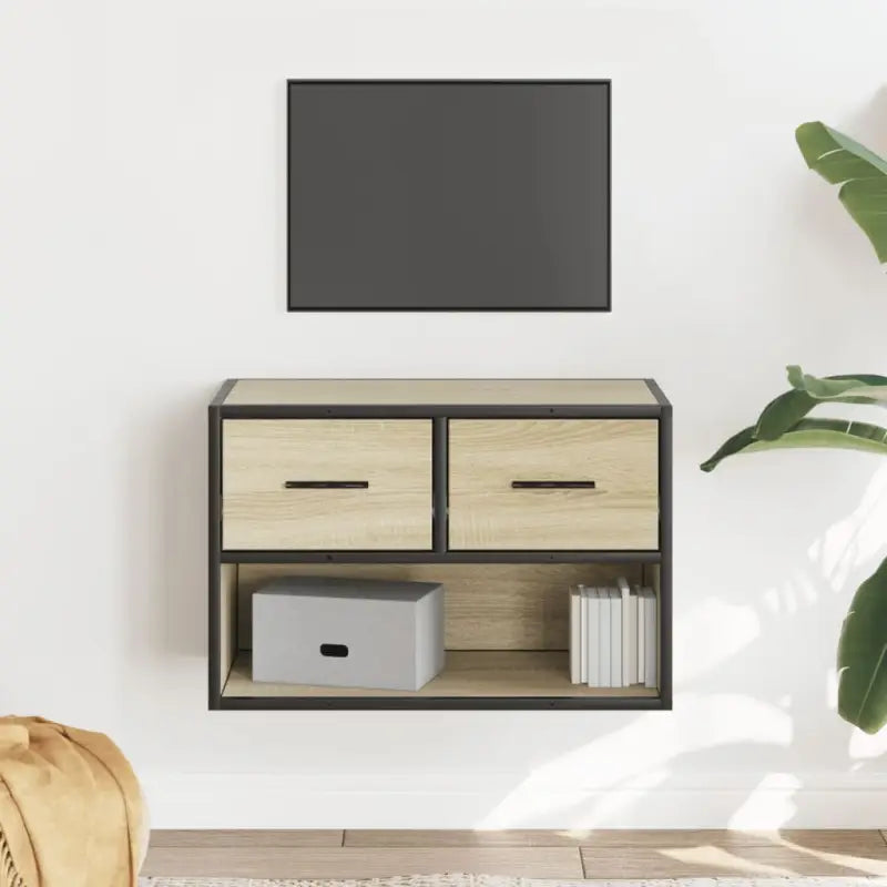 Industriële TV-Meubel van Bewerkt Hout met Stalen Frame - Sonoma eiken / 1 / 60 cm - Tv-meubels