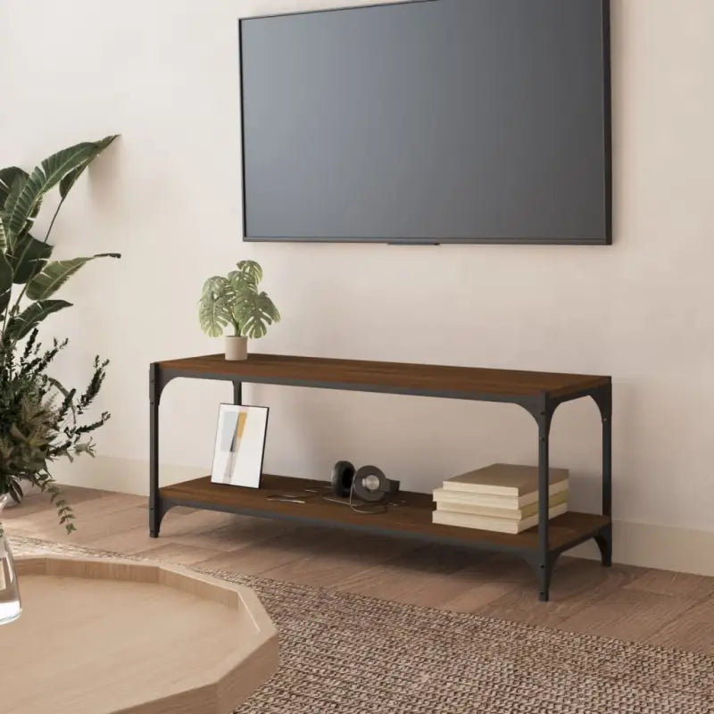 Industriële tv-meubel van bewerkt hout voor een stijlvolle woonkamer - bruin eikenkleur / 1 / 100 cm - Tv-meubels