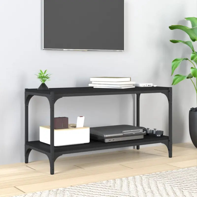 Industriële tv-meubel van bewerkt hout voor een stijlvolle woonkamer - Zwart / 1 / 80 cm - Tv-meubels