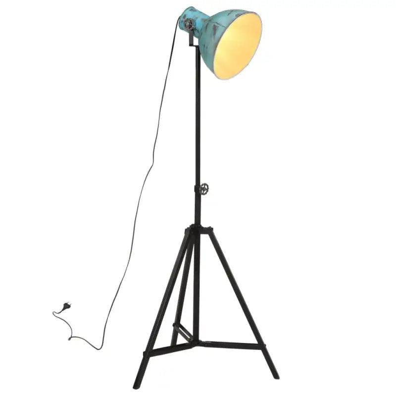 Industriële vloerlamp met verweerd blauw E27 fitting - Lampen