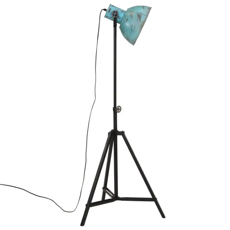 Industriële vloerlamp met verweerd blauw E27 fitting - Lampen