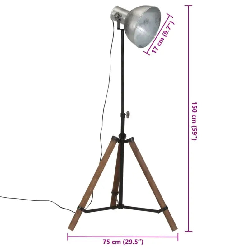 Industriële vloerlamp van massief mangohout met E27 fitting - Lampen