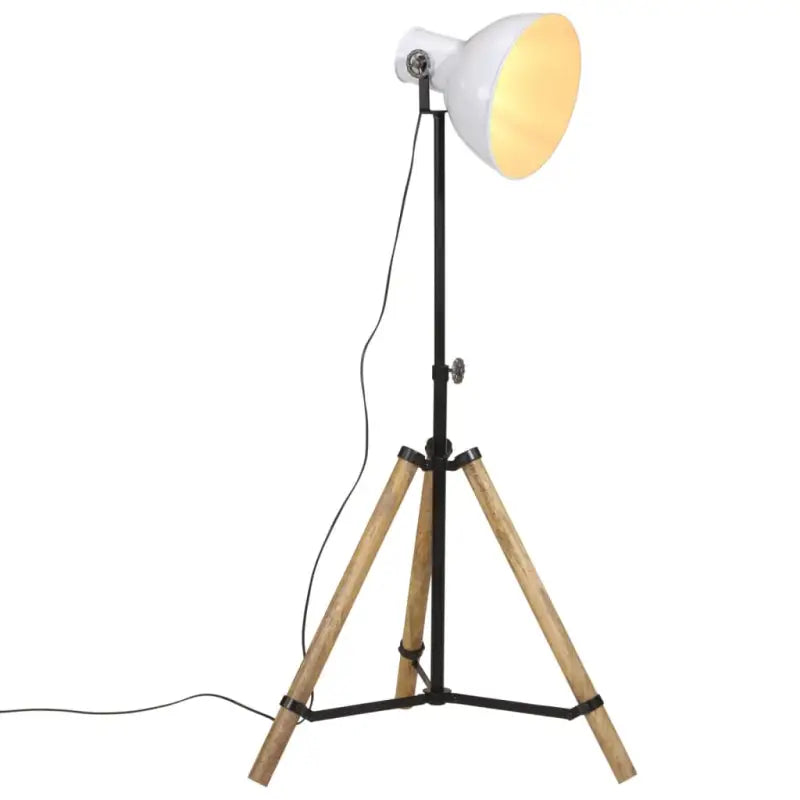 Industriële vloerlamp van massief mangohout met E27 fitting - Wit / 1 - Lampen