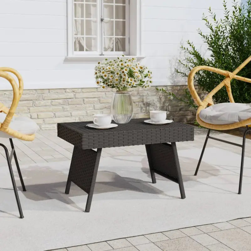 Inklapbare bijzettafel met gepoedercoat stalen frame en poly rattan - Bijzettafels