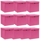 Inklapbare opbergdozen van nonwoven stof voor thuisgebruik - Roze met deksels / 10 - Opbergdozen