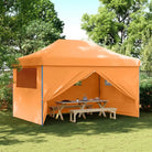 Inklapbare partytent met gepoedercoat staal voor buitenactiviteiten - Oranje / 1 / met 4 zijwanden - Partytenten &