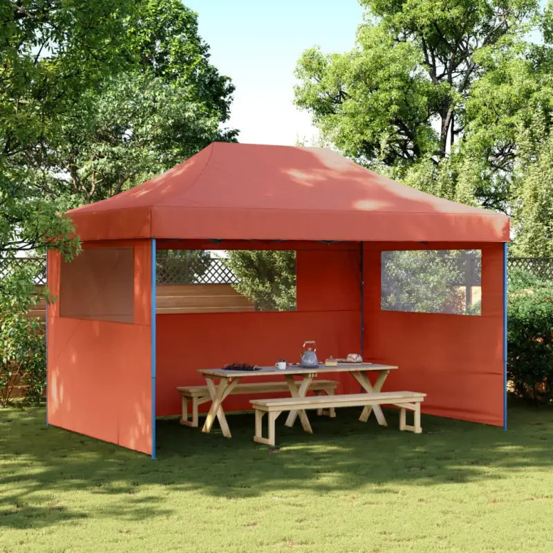 Inklapbare partytent met gepoedercoat staal voor buitenactiviteiten - Taupe / 1 / met 4 zijwanden - Partytenten &