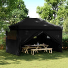 Inklapbare partytent met gepoedercoat staal voor buitenactiviteiten - Zwart / 1 / met 4 zijwanden - Partytenten &
