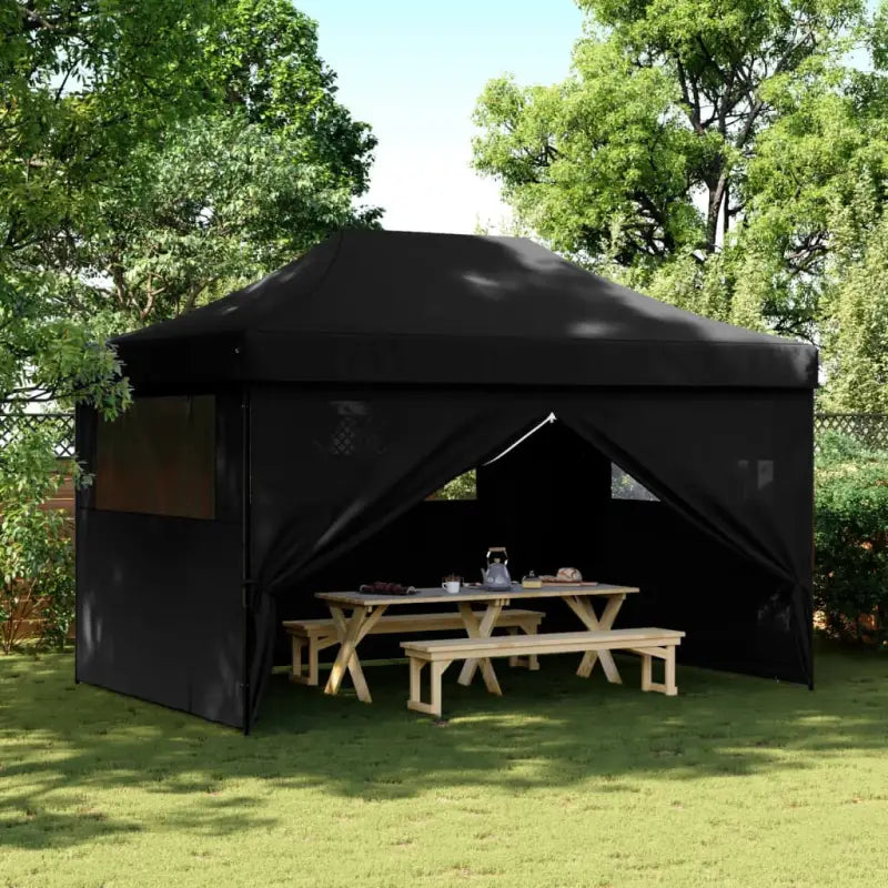 Inklapbare partytent met gepoedercoat staal voor buitenactiviteiten - Zwart / 1 / met 4 zijwanden - Partytenten &