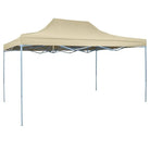 Inklapbare partytent met gepoedercoat staal voor buitenactiviteiten - Crème / 1 / Zonder zijwand - Partytenten &