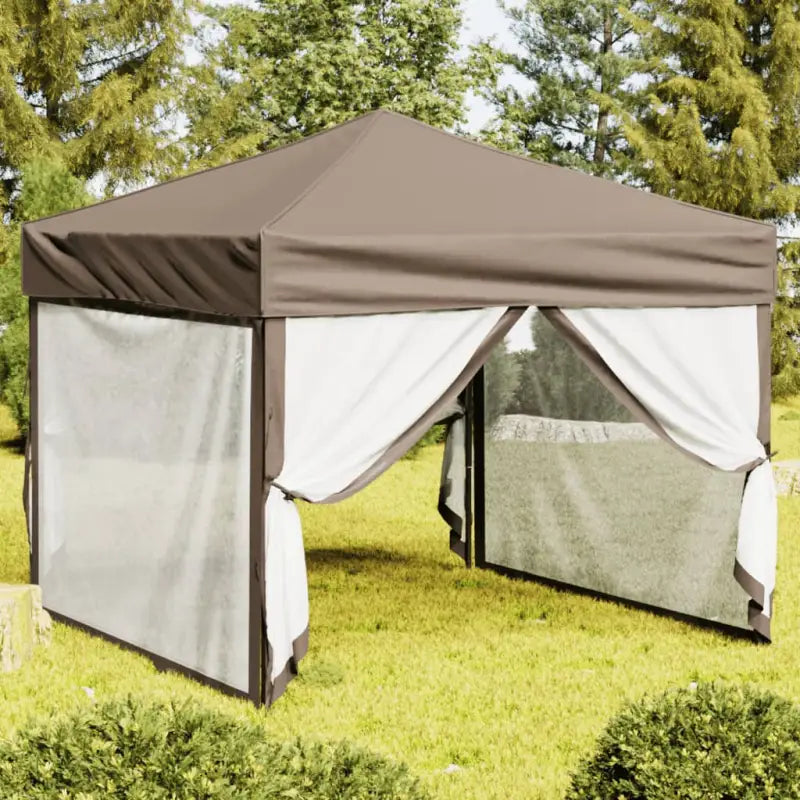 Inklapbare partytent van 210d Oxford stof met zilverkleurige coating - Taupe / 3 x 3 m / 1 - Partytenten & prieëlen