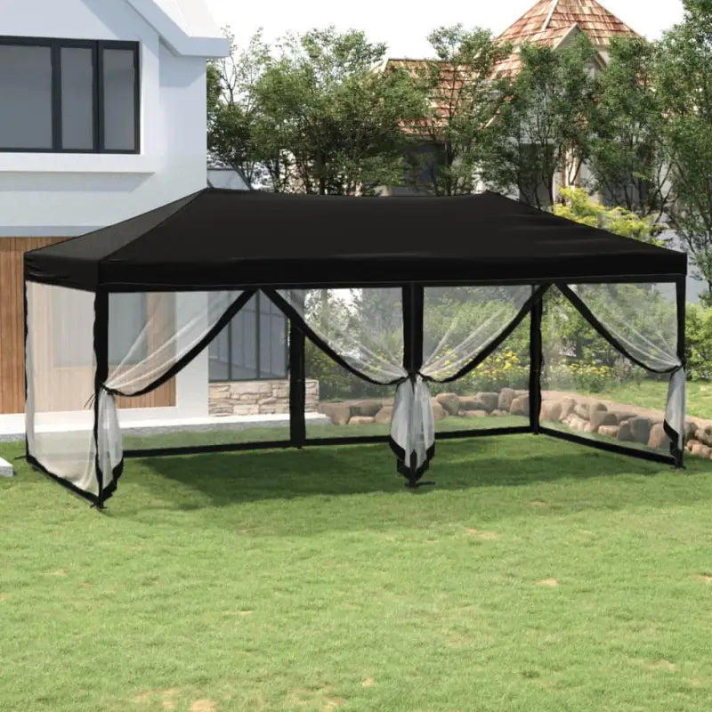 Inklapbare partytent van 210d Oxford stof met zilverkleurige coating - Zwart / 3 x 6 m / 1 - Partytenten & prieëlen