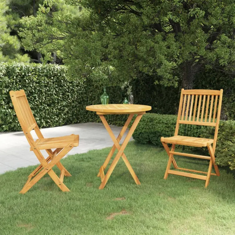 Inklapbare tuinset met massief acaciahout voor buiten dineren - 60 cm / Zonder armleuning / Rond - Tuinsets