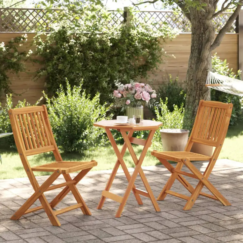Inklapbare tuinset met massief acaciahout voor buiten dineren - 60 cm / without armrests / Achthoekig - Tuinsets