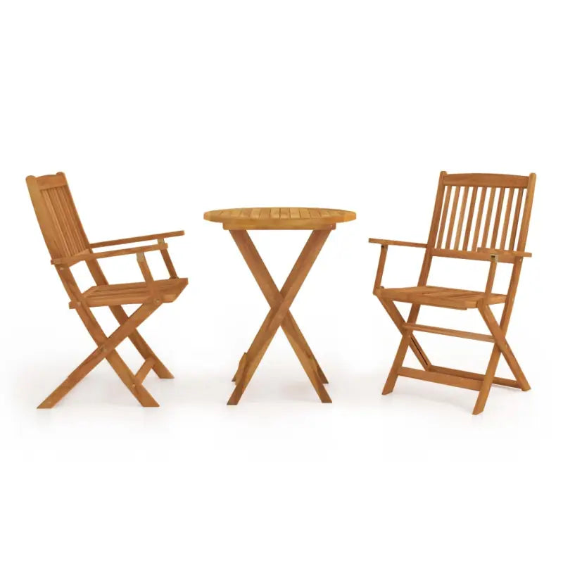 Inklapbare tuinset met massief acaciahout voor buiten dineren - 60 cm / with armrests / Rond - Tuinsets