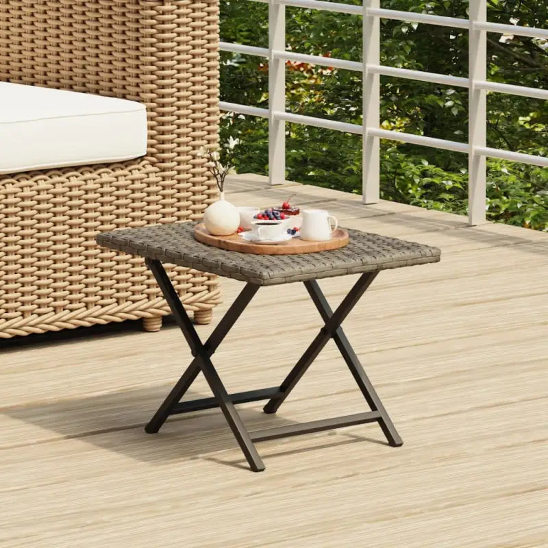 Inklapbare tuinset tafel van poly rattan voor buitengebruik - Grijs / 1 - Tuintafels