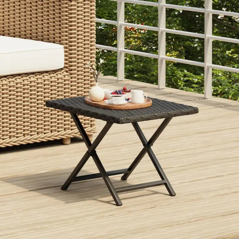 Inklapbare tuinset tafel van poly rattan voor buitengebruik - Zwart / 1 - Tuintafels