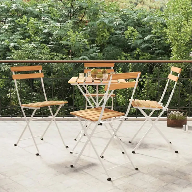 Inklapbare tuinstoelen van massief acaciahout met stalen frame - Wit / 4 - Tuinstoelen