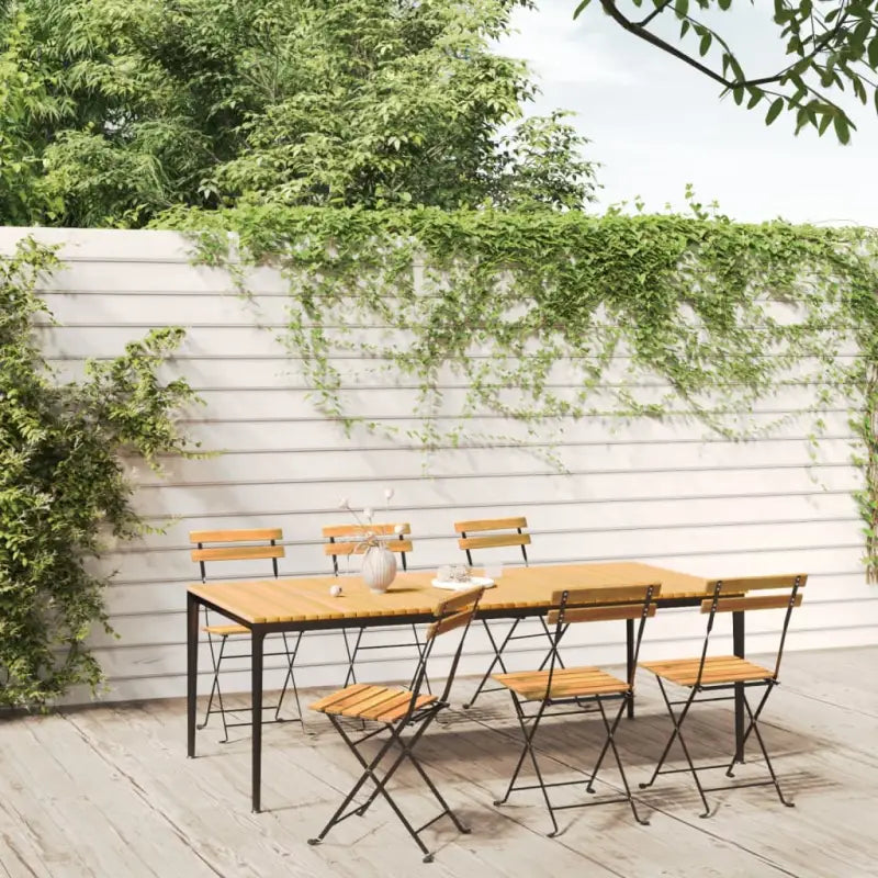 Inklapbare tuinstoelen van massief acaciahout met stalen frame - Zwart / 6 - Tuinstoelen