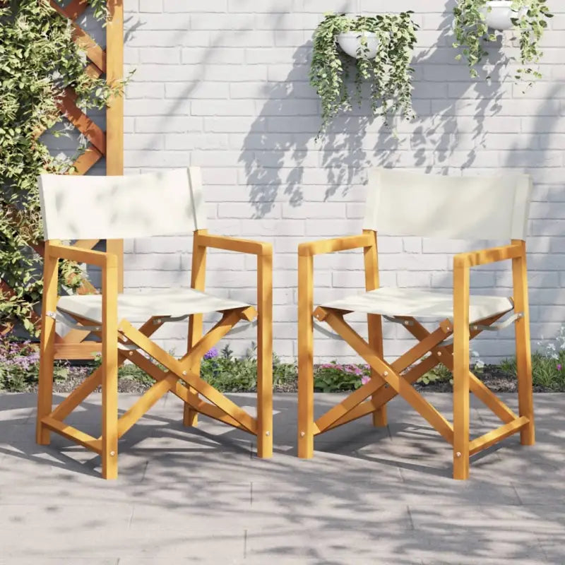 Inklapbare tuinstoelen van massief acaciahout voor buitengebruik - Crème / 2 - Tuinstoelen