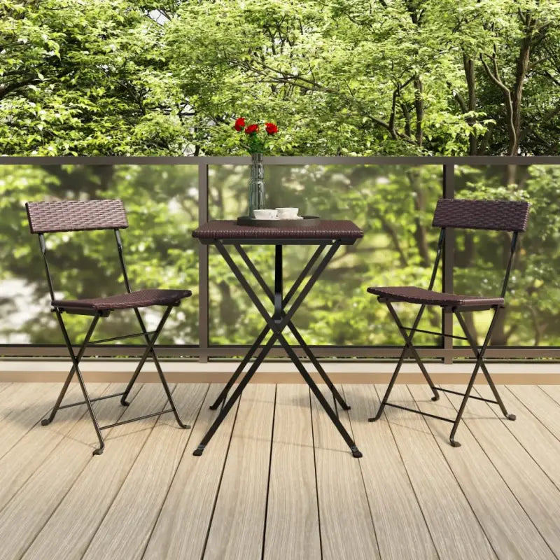 Inklapbare tuinstoelen van poly rattan voor tuin en terras - Bruin / 2 - Tuinstoelen
