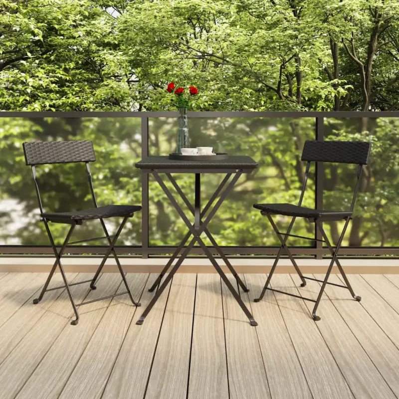 Inklapbare tuinstoelen van poly rattan voor tuin en terras - Zwart / 2 - Tuinstoelen