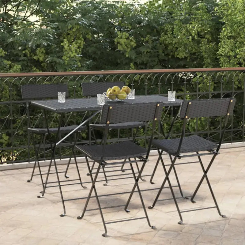 Inklapbare tuinstoelen van poly rattan voor tuin en terras - Zwart / 4 - Tuinstoelen