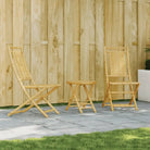 Inklapbare tuintafel en tuinstoel bamboe tuinset voor buiten gebruik - 46 x 66 x 99 cm (w x d x h) / diameter x h