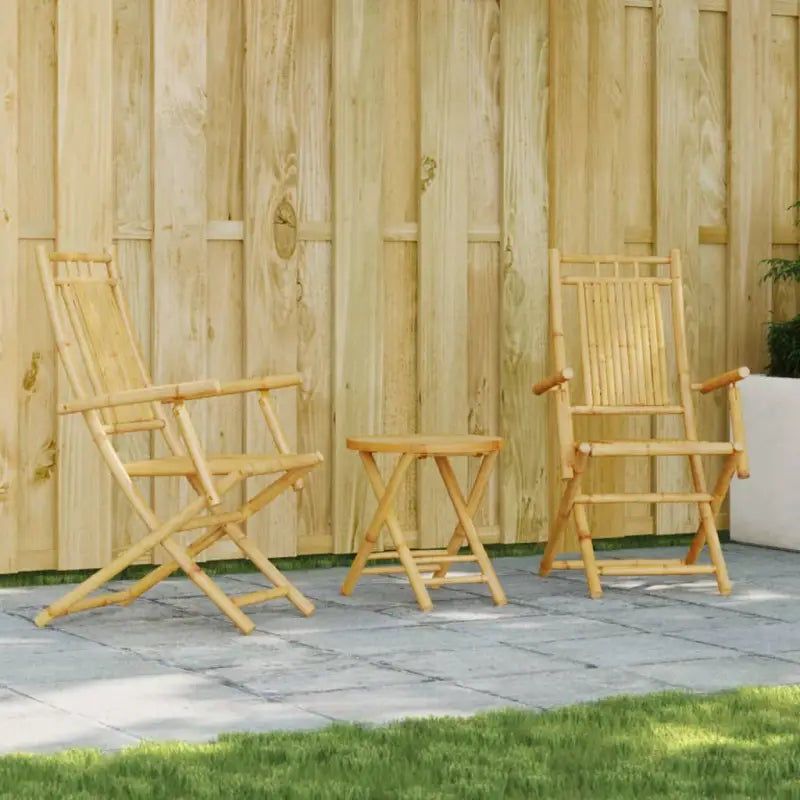 Inklapbare tuintafel en tuinstoel bamboe tuinset voor buiten gebruik - 53 x 66 x 99 cm (w x d x h) / diameter x h