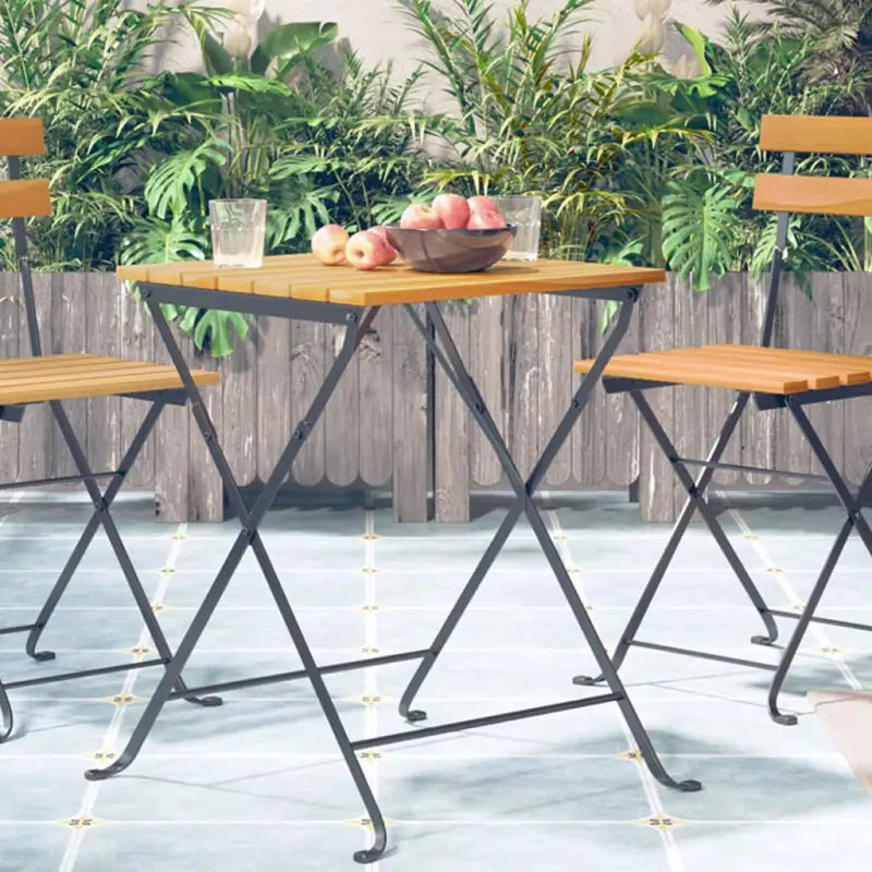 Inklapbare tuintafel van massief acaciahout voor tuin en terras - Zwart / 1 - Tuintafels