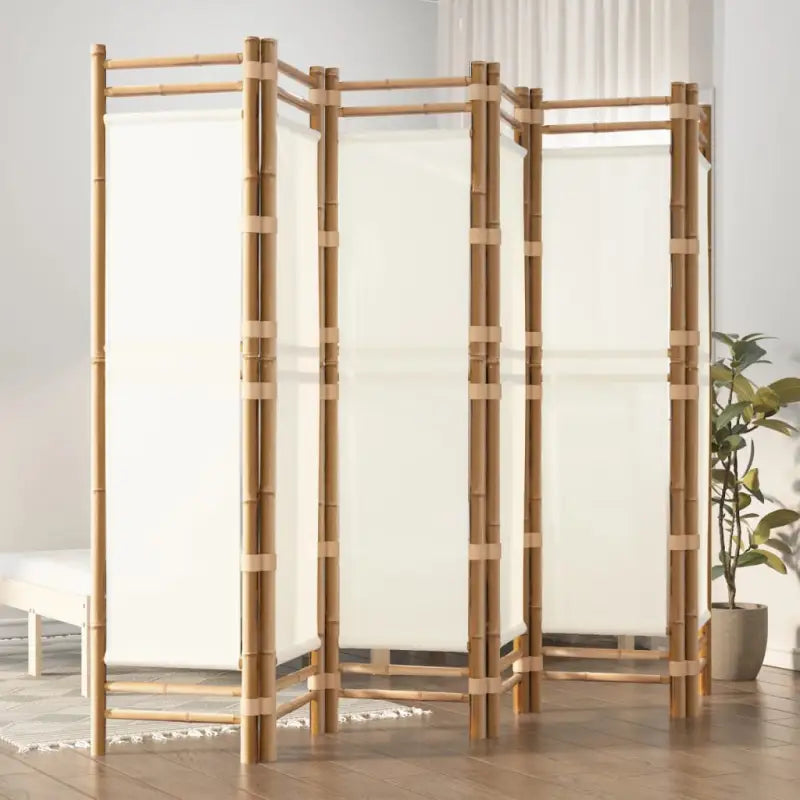 Kamer scheidingsscherm van bamboe voor privacy en rust - Crèmewit / 240 x 180 cm - Kamerschermen