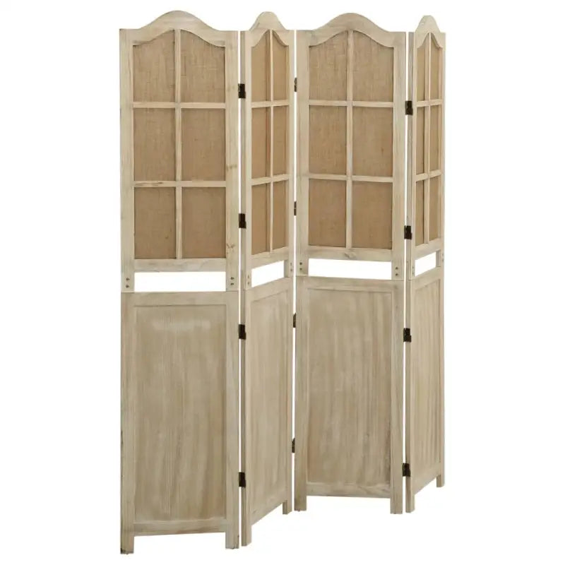 Kamerscherm in vintage-stijl van massief paulowniahout - 140 x 165 cm / 4 - Kamerschermen