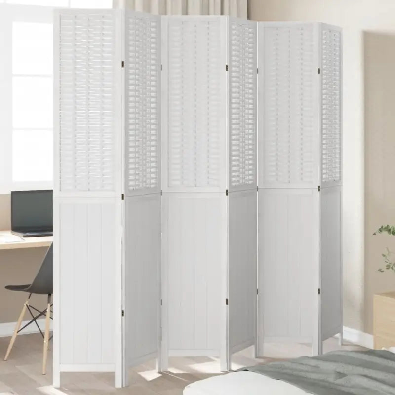 Kamerscherm van massief Paulowniahout met bewerkt hout en eenvoudig schoon ontwerp - 40 x 220 cm / 6 - Kamerschermen