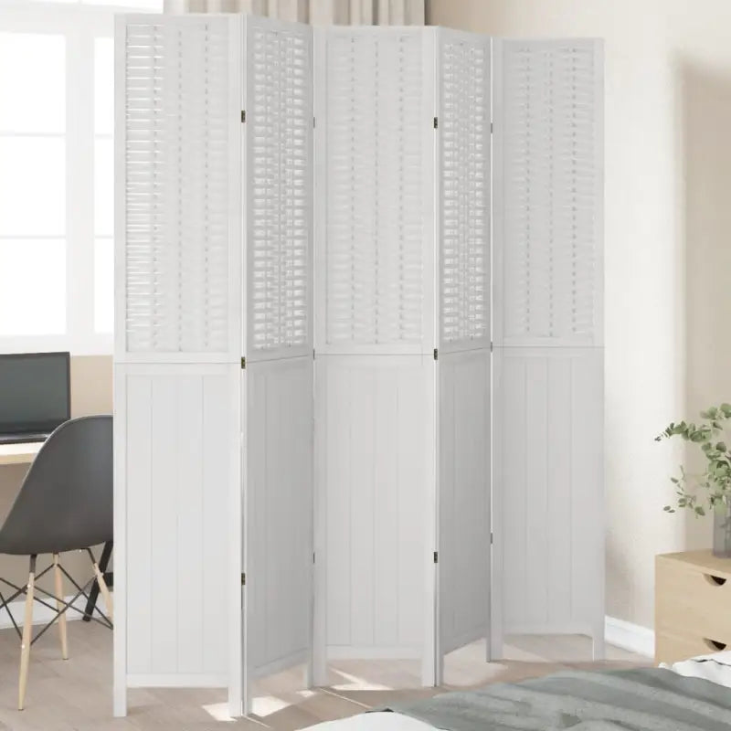 Kamerscherm van massief Paulowniahout met bewerkt hout en eenvoudig schoon ontwerp - 40 x 220 cm / 5 - Kamerschermen