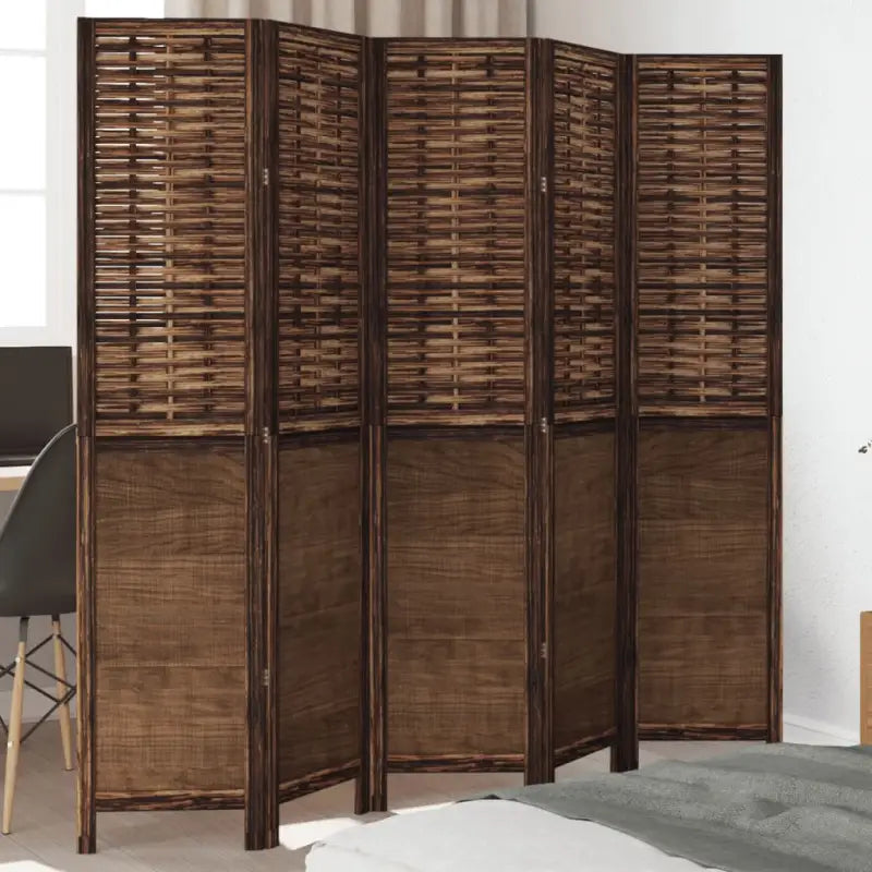 Kamerscherm van massief paulowniahout met verbrande uitstraling - 40 x 180 cm / 5 - Kamerschermen