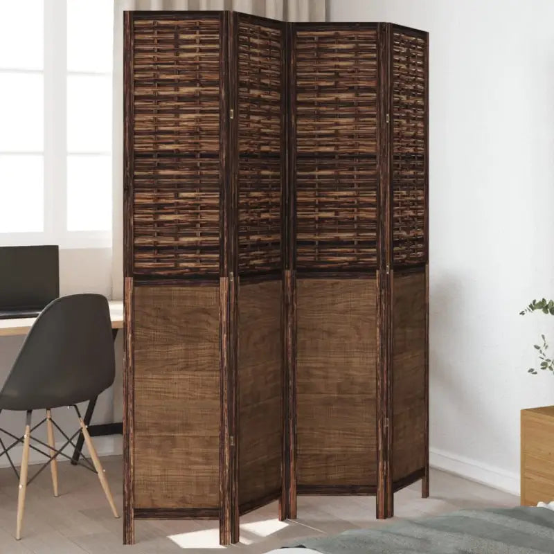 Kamerscherm van massief paulowniahout met verbrande uitstraling - 40 x 200 cm / 4 - Kamerschermen