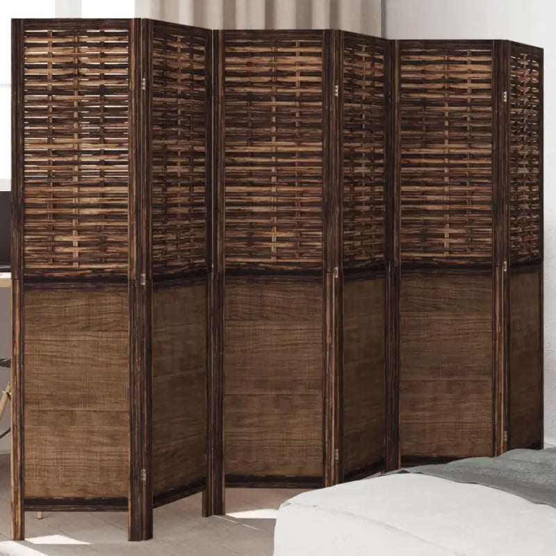 Kamerscherm van massief paulowniahout met verbrande uitstraling - 40 x 160 cm / 6 - Kamerschermen