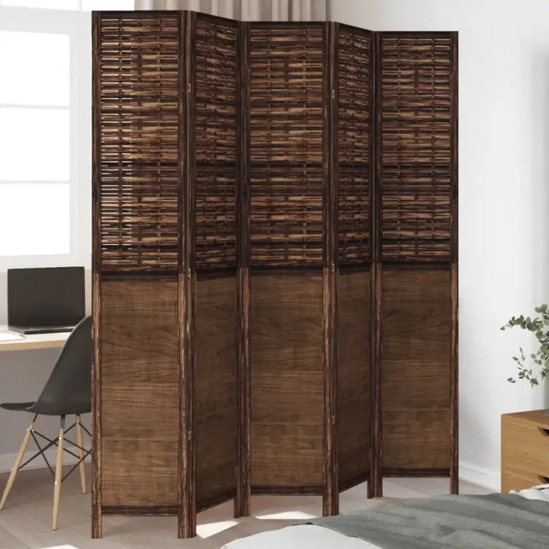 Kamerscherm van massief paulowniahout met verbrande uitstraling - 40 x 220 cm / 5 - Kamerschermen
