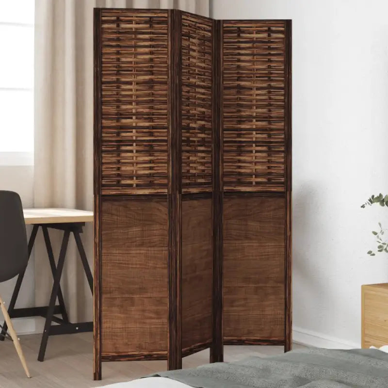 Kamerscherm van massief paulowniahout met verbrande uitstraling - 40 x 180 cm / 3 - Kamerschermen
