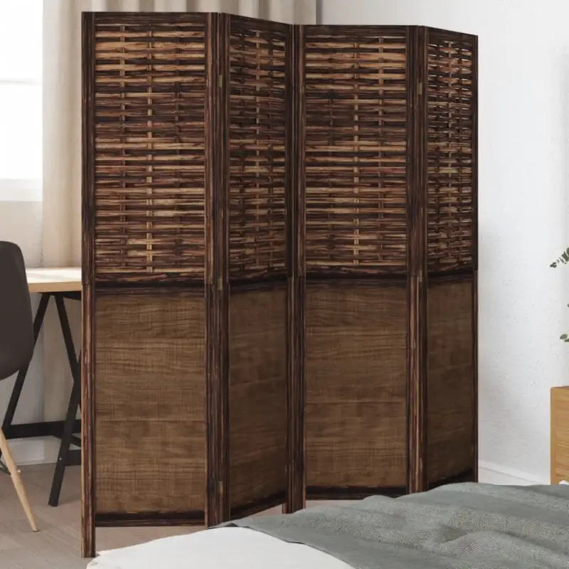 Kamerscherm van massief paulowniahout met verbrande uitstraling - 40 x 160 cm / 4 - Kamerschermen