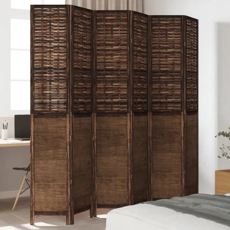 Kamerscherm van massief paulowniahout met verbrande uitstraling - 40 x 220 cm / 6 - Kamerschermen