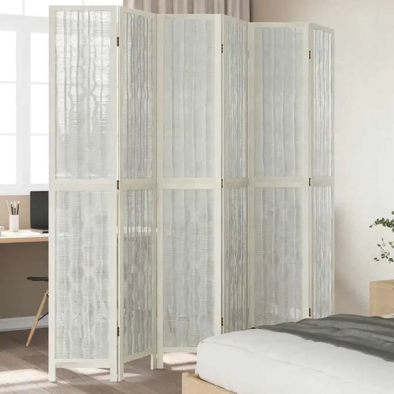 Kamerscherm van wilgentakken voor gebruik binnenshuis met massief paulowniahout - 40 x 220 cm / 6 - Kamerschermen