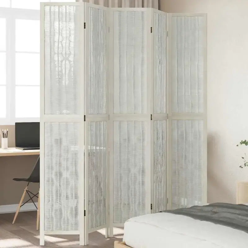 Kamerscherm van wilgentakken voor gebruik binnenshuis met massief paulowniahout - 40 x 220 cm / 5 - Kamerschermen