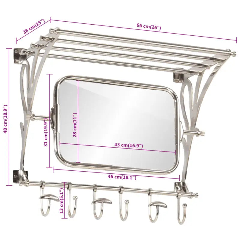 Kapstokken met spiegel en kleerhangers voor badkamer en garderobe - Kapstokken