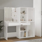 Kaptafel Met 2 Kastjes En Led's Bewerkt Hout Wit
